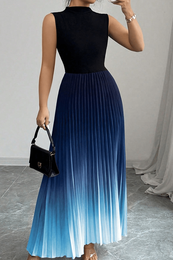 Women's Plus Size Ombre Pleated Maxi Dress