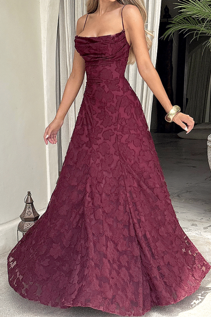 💝Women’s Lace Applique Maxi Dress – Off Shoulder Elegant Evening Gown