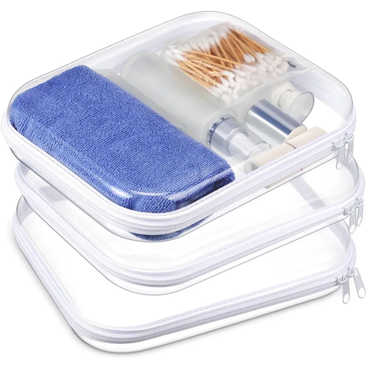 Transparente Hartschalen-Taschen mit Reißverschluss, 3er-Set