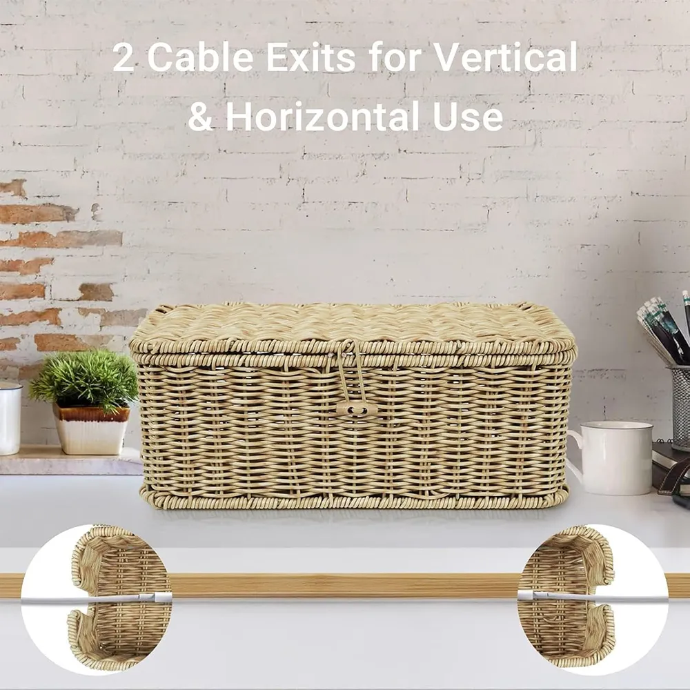 Handgeflochtene Rattan-Kabelbox