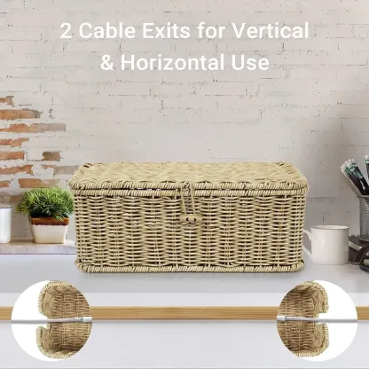 Handgeflochtene Rattan-Kabelbox