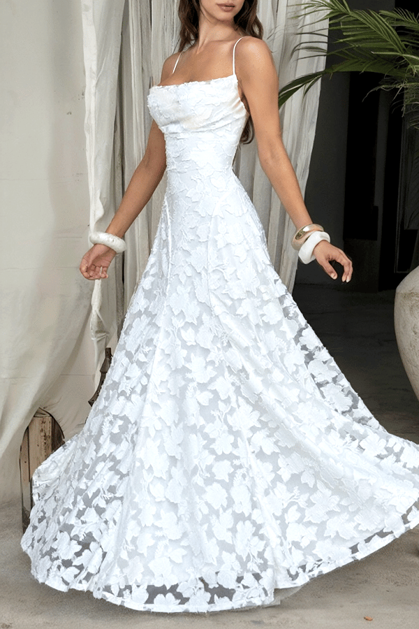 💝Women’s Lace Applique Maxi Dress – Off Shoulder Elegant Evening Gown