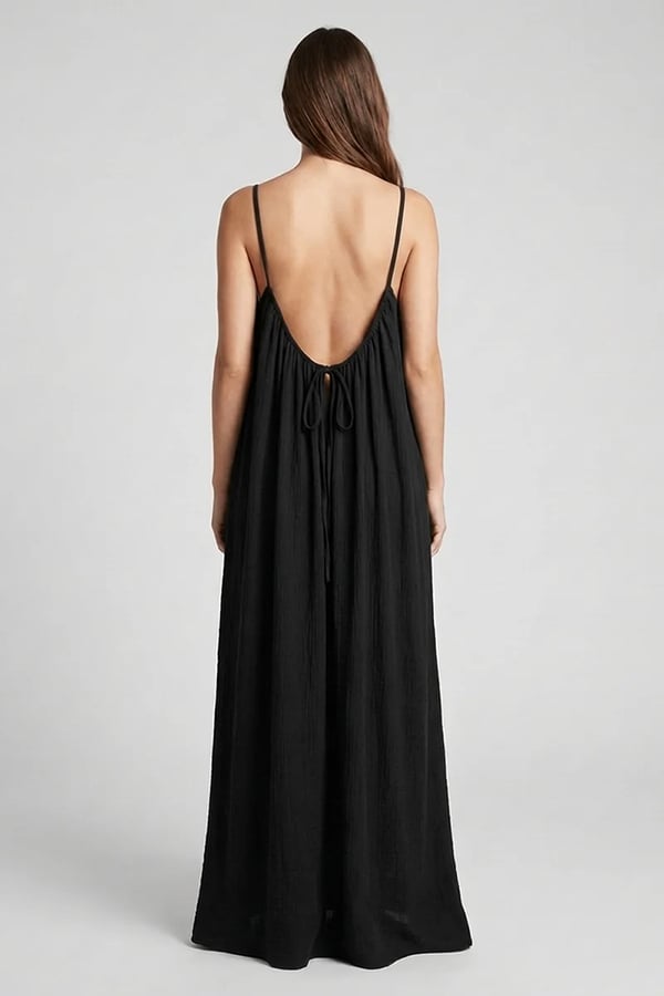 Women's Sexy Open-Back V-Neck Midi Loungewear Dress