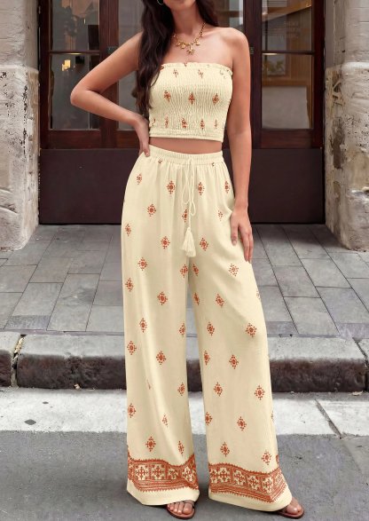 Women's Printed Strapless 2-Piece Vacation Set
