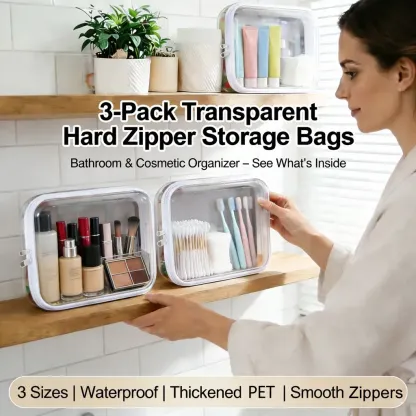 Transparente Hartschalen-Taschen mit Reißverschluss, 3er-Set