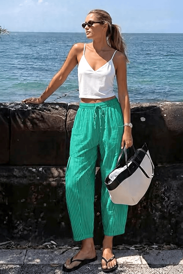 Women's Linen 3/4-Length Wide-Leg Pants with Pockets(Buy 2 Free Shipping)
