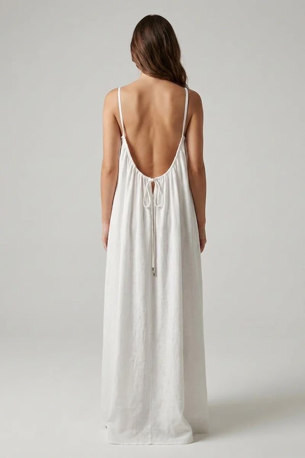 Women's Sexy Open-Back V-Neck Midi Loungewear Dress