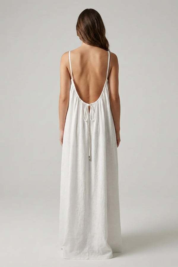 Women's Sexy Open-Back V-Neck Midi Loungewear Dress