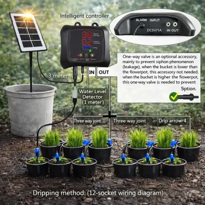 Solar-Tropfbewässerungsset für 12 Pflanzen