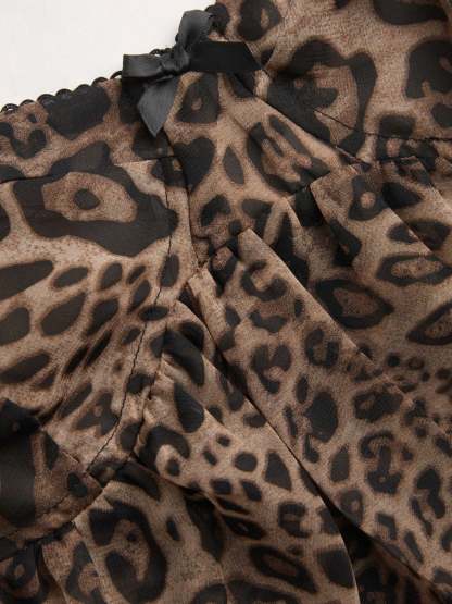 Sexy Leopard Print Ruffled Cami Top — Sleeveless V-Neck