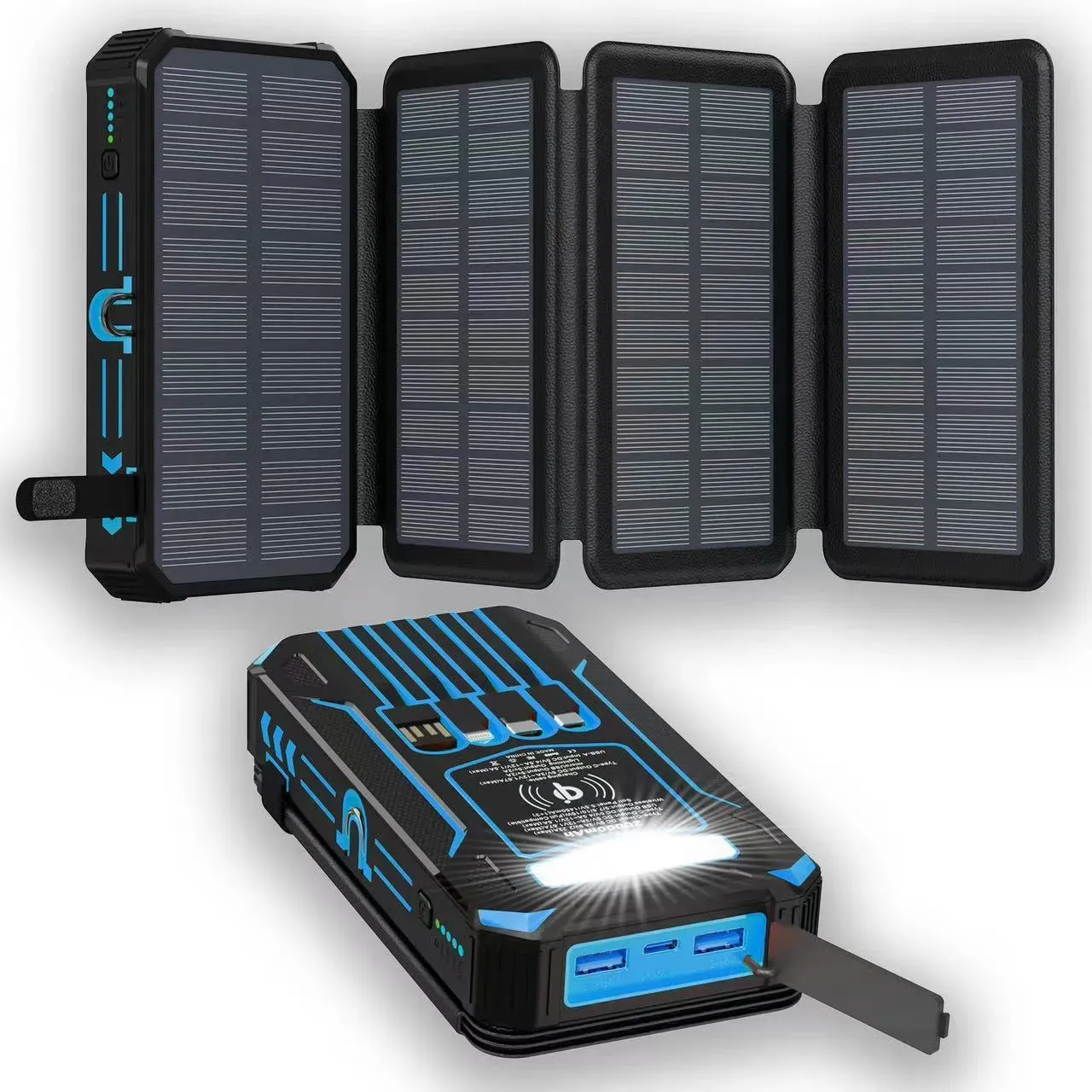 Solar-Powerbank 20.000 mAh mit faltbaren Solarmodulen
