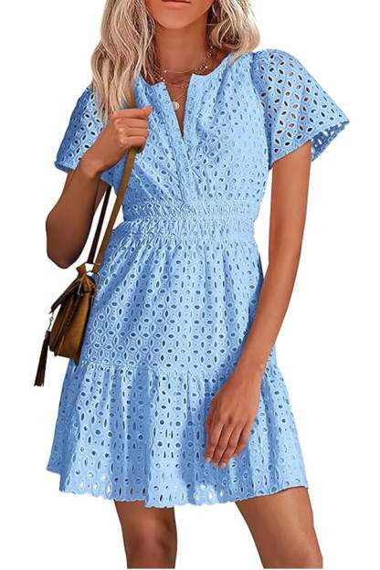 Women’s Summer V-Neck Lace Mini Dress(Buy 2 Free Shipping)