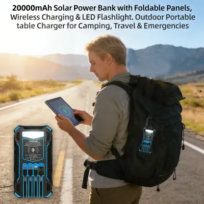 Solar-Powerbank 20.000 mAh mit faltbaren Solarmodulen