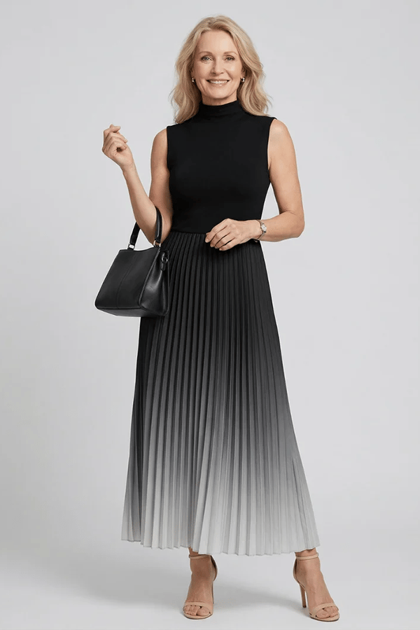 Women's Plus Size Ombre Pleated Maxi Dress