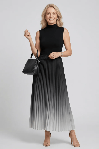 Women's Plus Size Ombre Pleated Maxi Dress