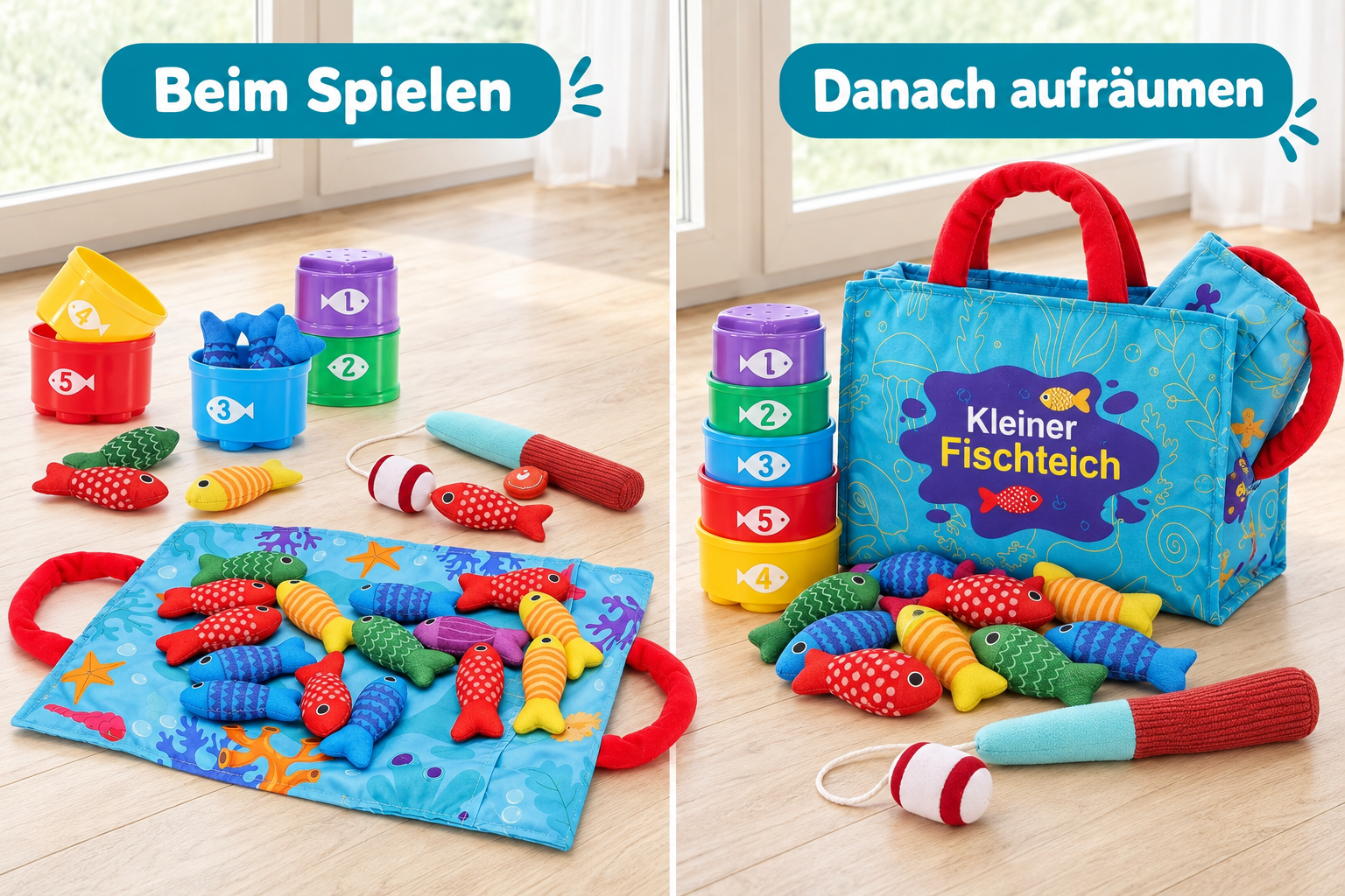 Beim Spielen und danach: das gleiche Set aufräumen