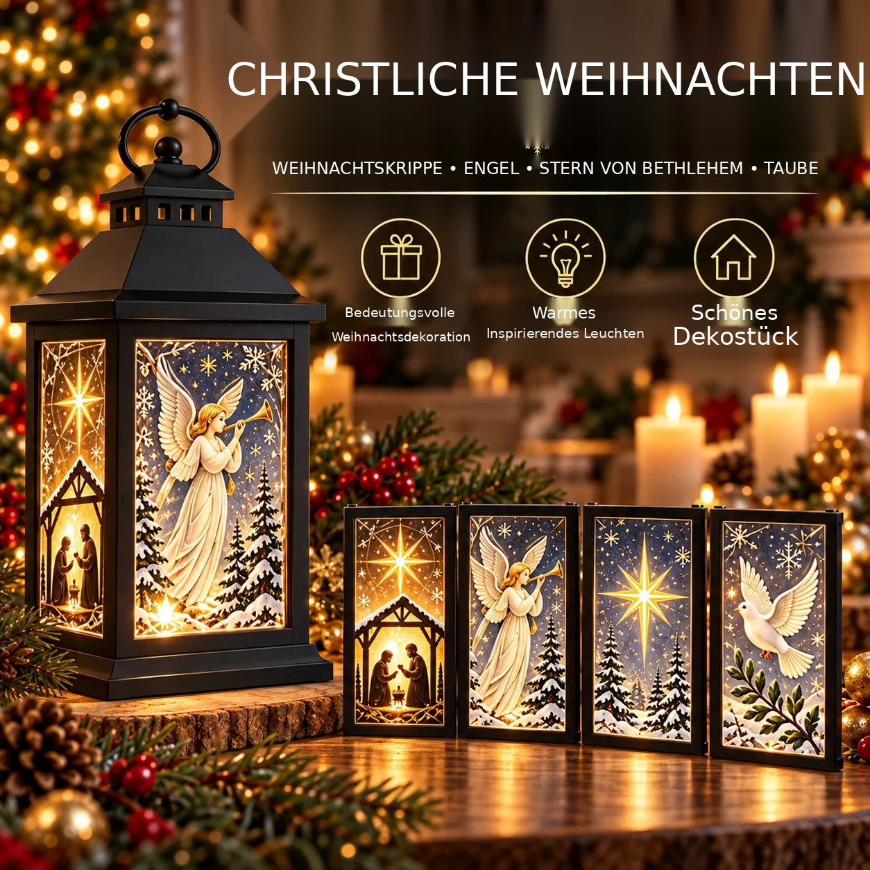 Austauschbare Laternenpaneele – Christliche Weihnachten