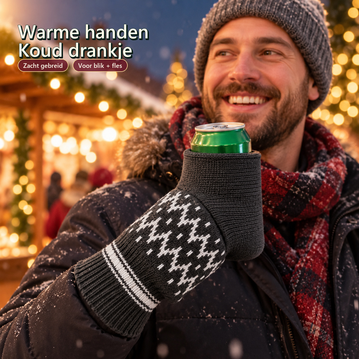 Grijze bierwant op een kerstmarkt