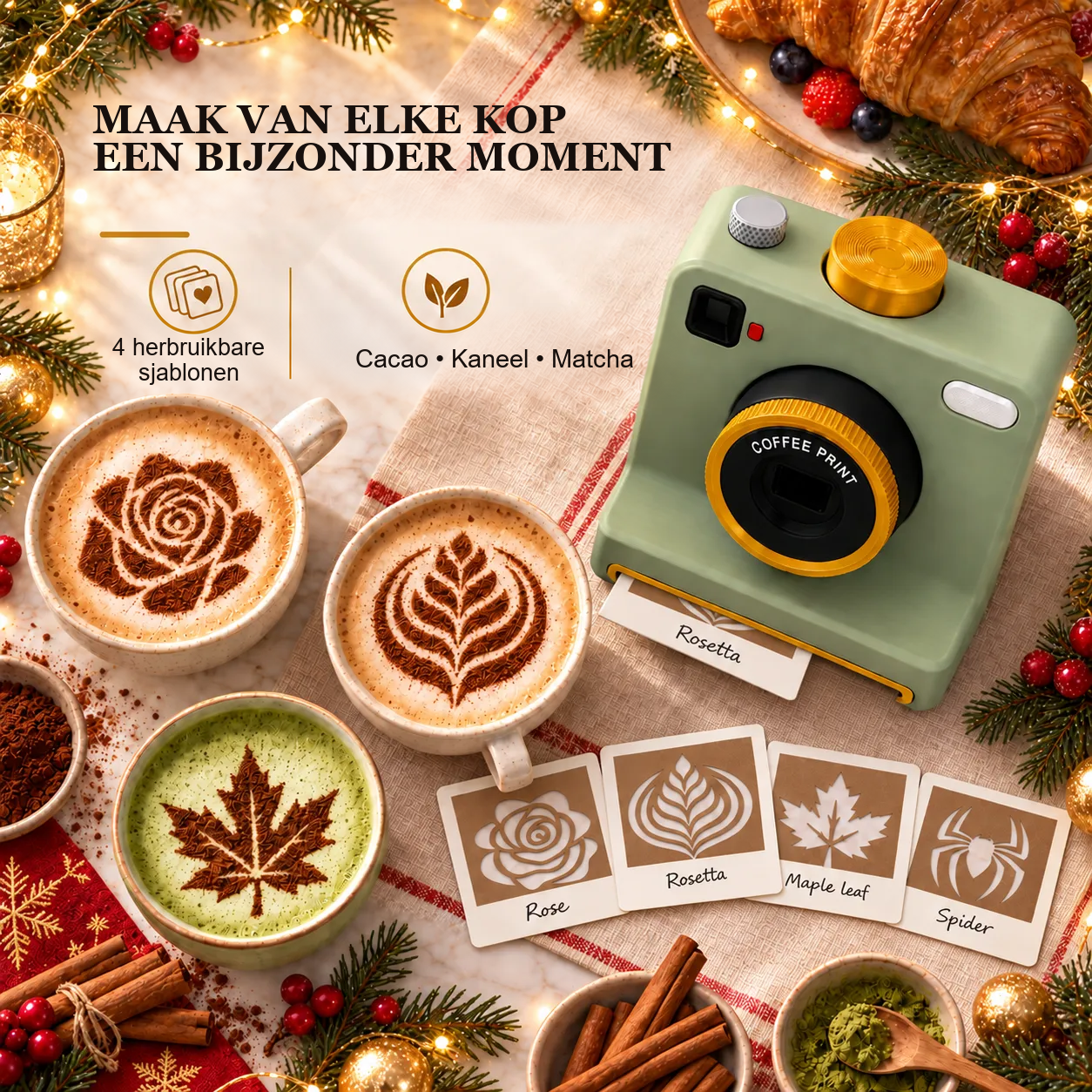 Vier herbruikbare designs voor melkschuim