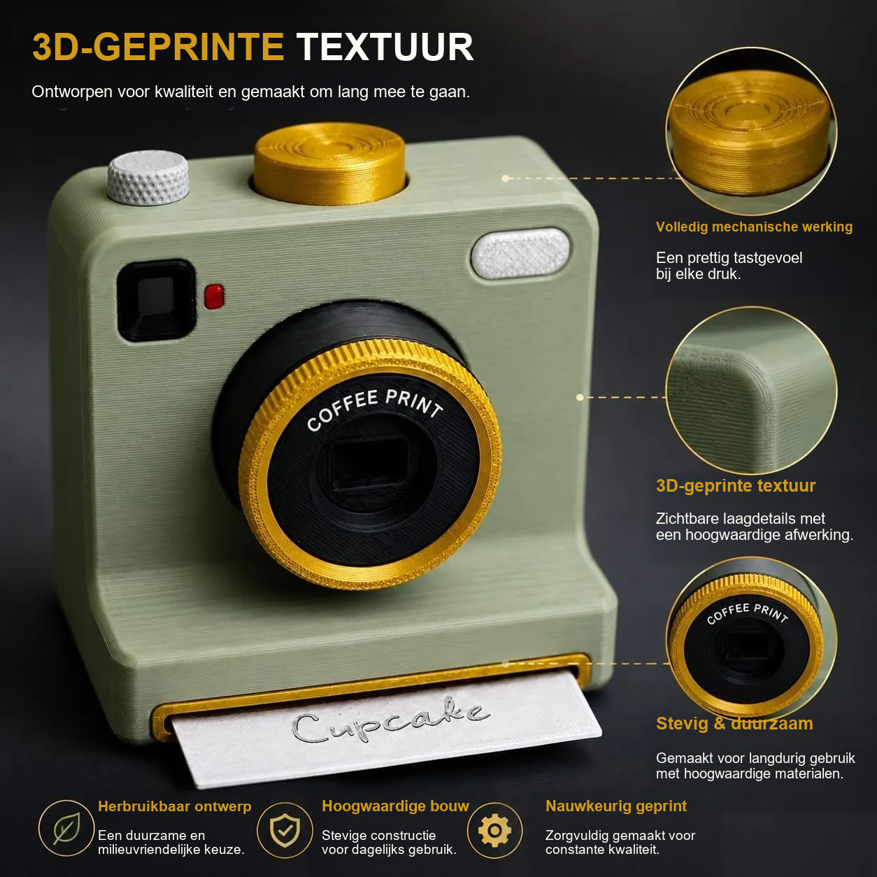 Koffiekunstcamera met één druk