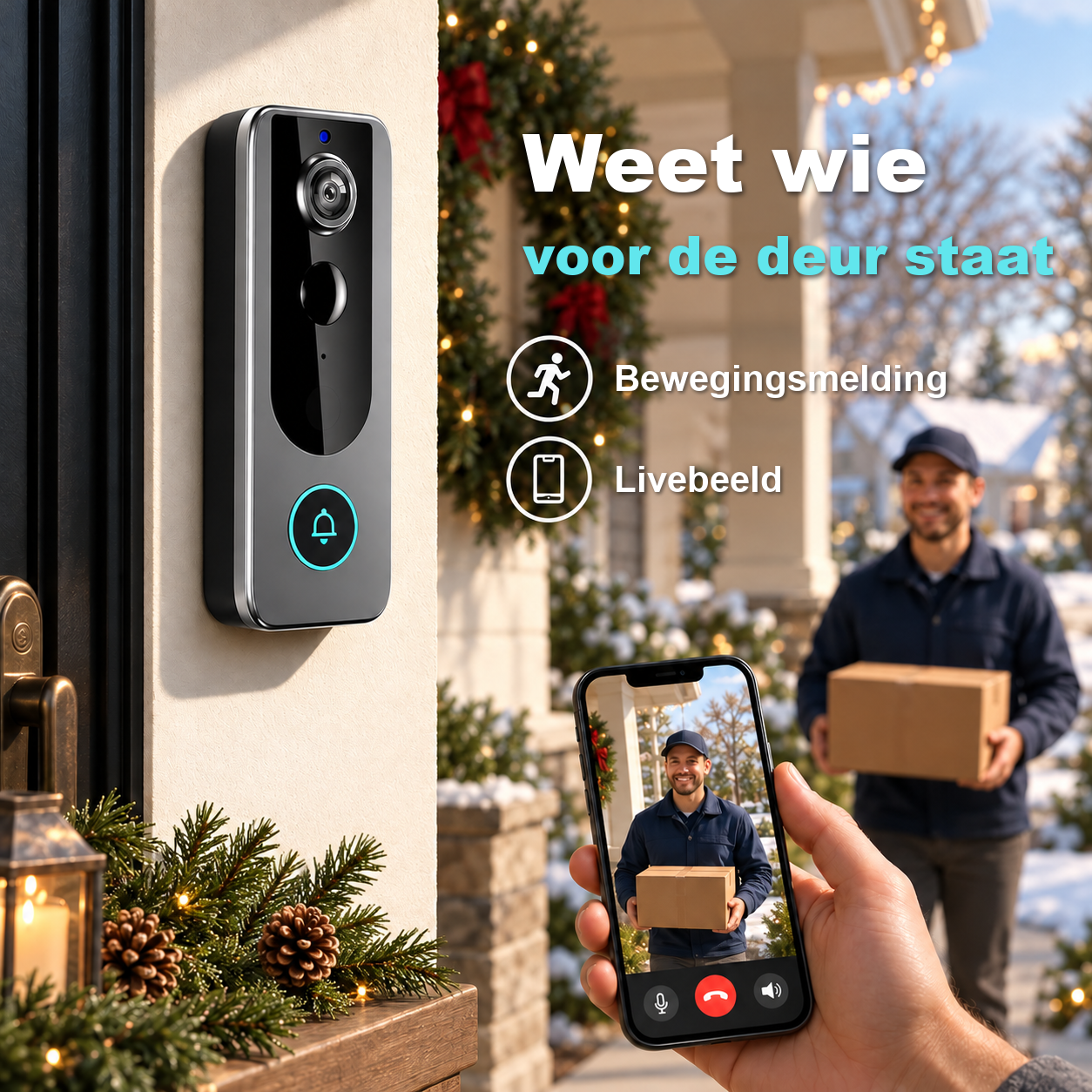 Voor en na met de M20-deurbel bij een feestdagbezorging