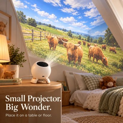🌿 Kids Highland Cow Room Projector