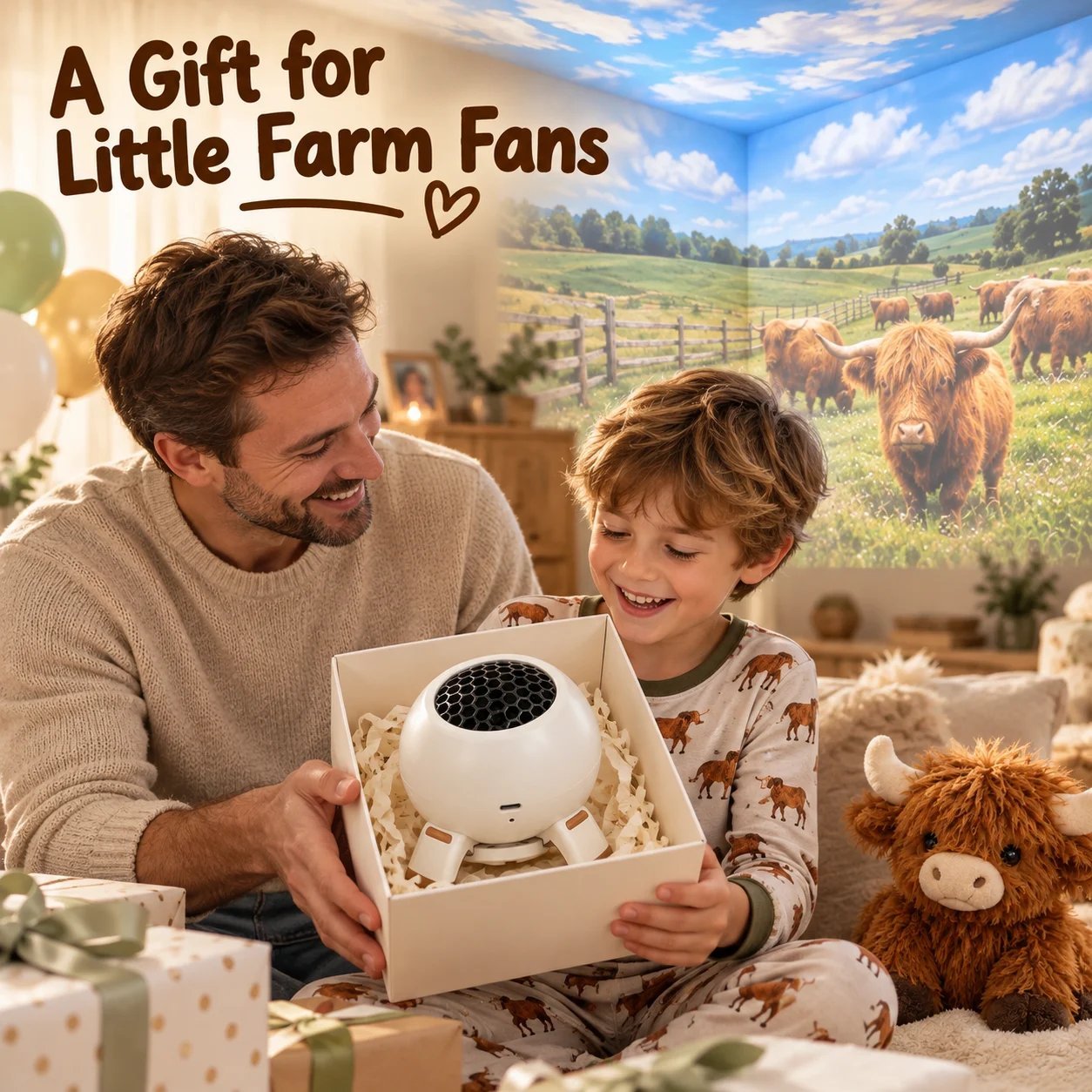 🌿 Kids Highland Cow Room Projector