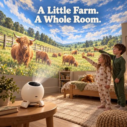🌿 Kids Highland Cow Room Projector