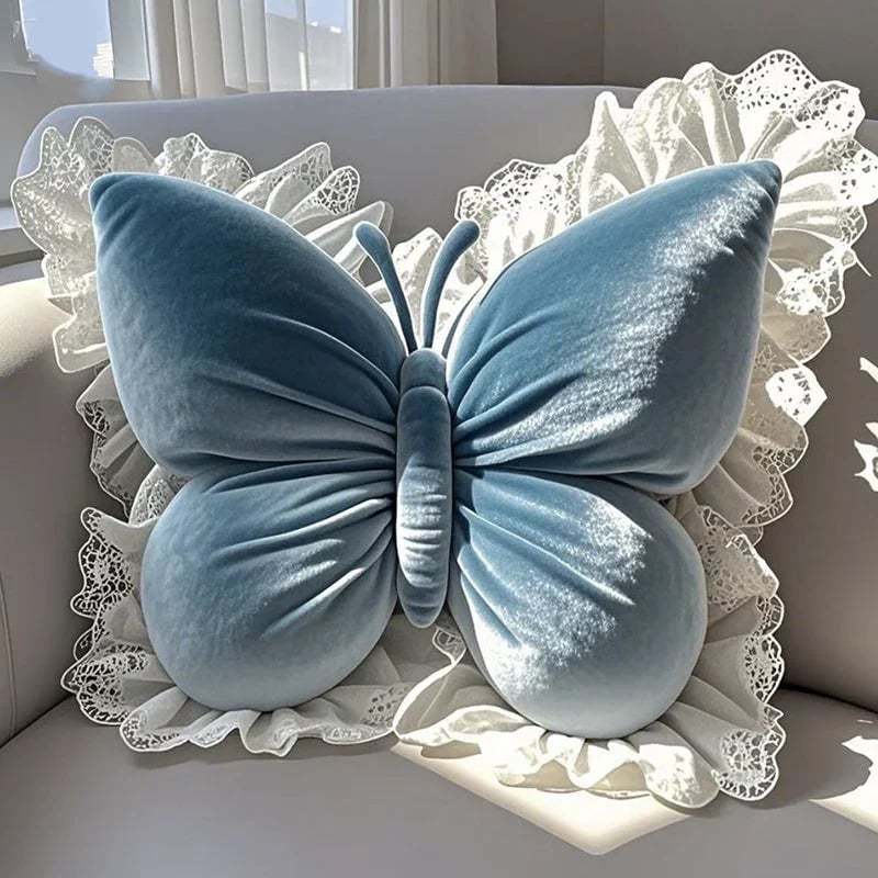 📢📢49 % RABATT !! ⏰ Elegantes schmetterlingsförmiges Zierkissen mit Spitzenbesatz