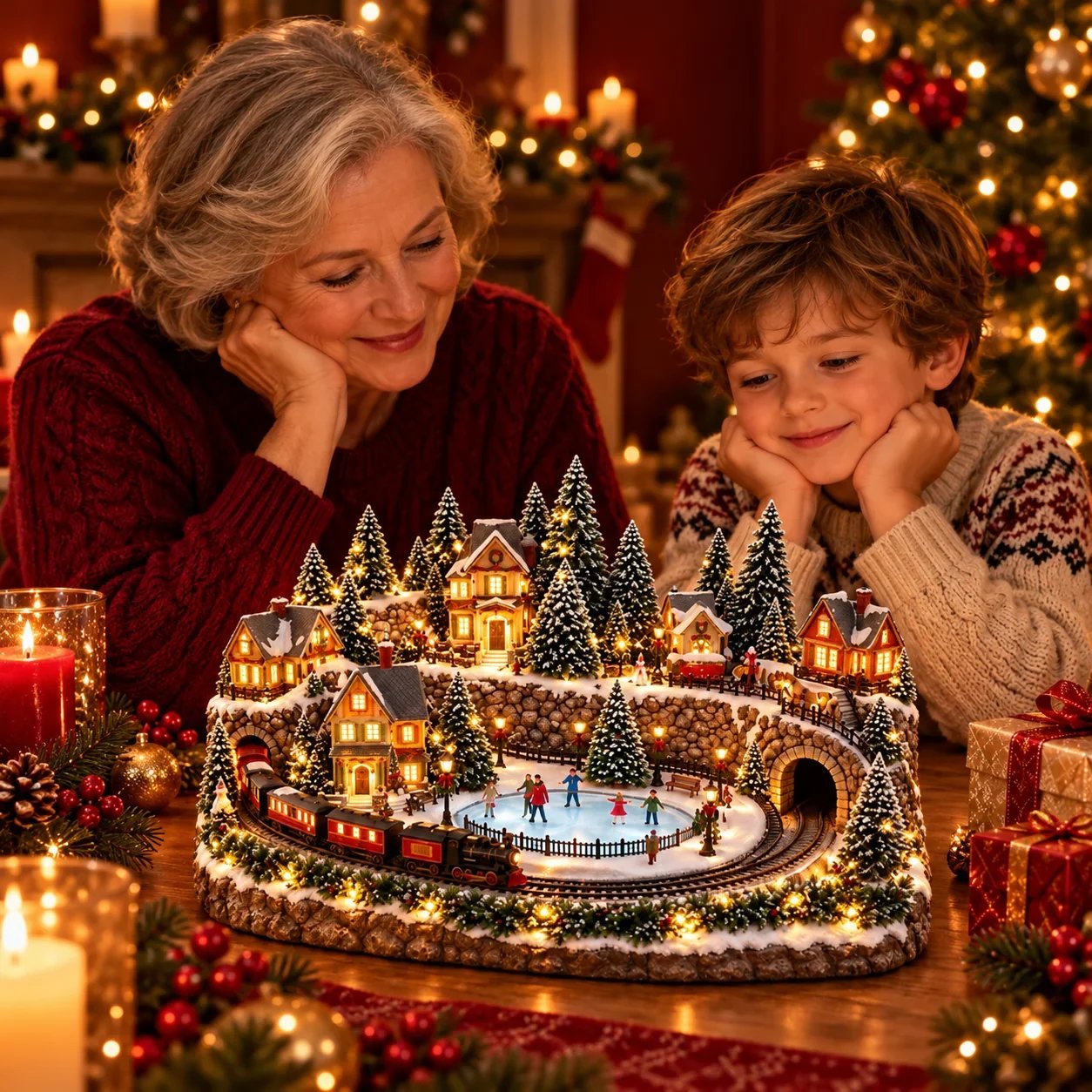 🔥 Animierte Weihnachtsszene mit Zug und Eisbahn ✨