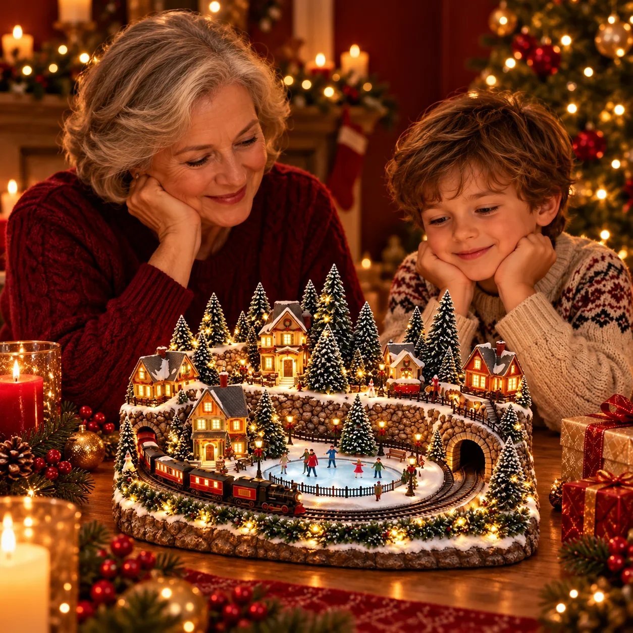 🔥 Animierte Weihnachtsszene mit Zug und Eisbahn ✨