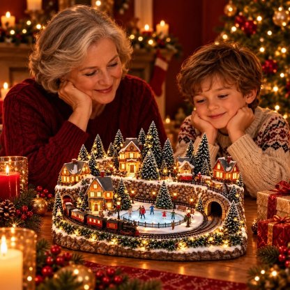 🔥 Animierte Weihnachtsszene mit Zug und Eisbahn ✨