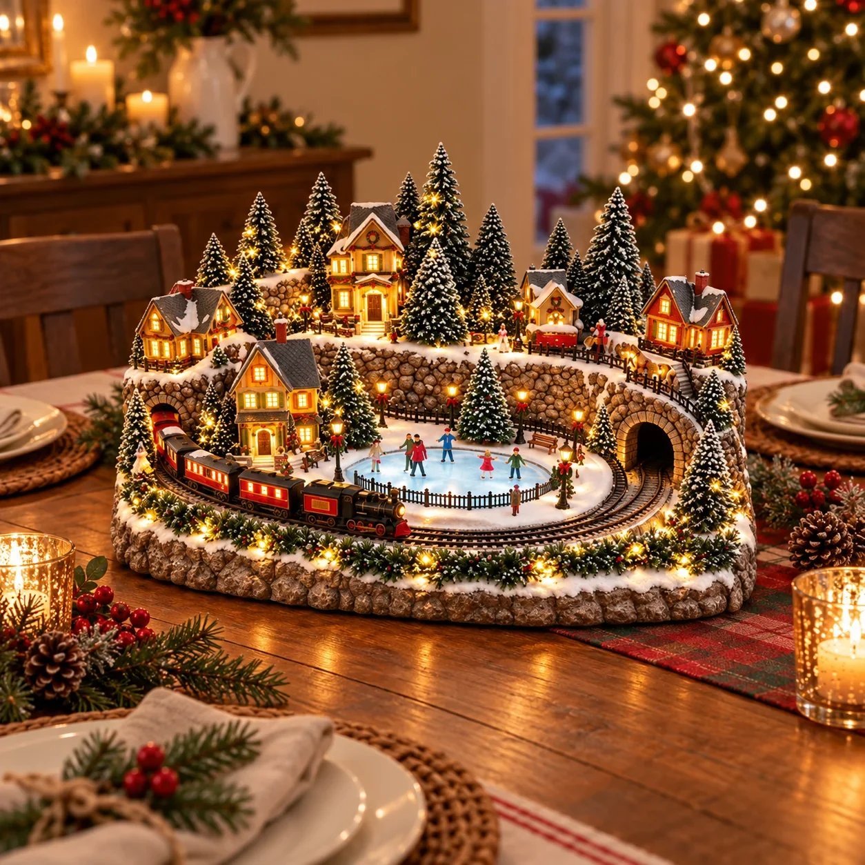 🔥 Animierte Weihnachtsszene mit Zug und Eisbahn ✨