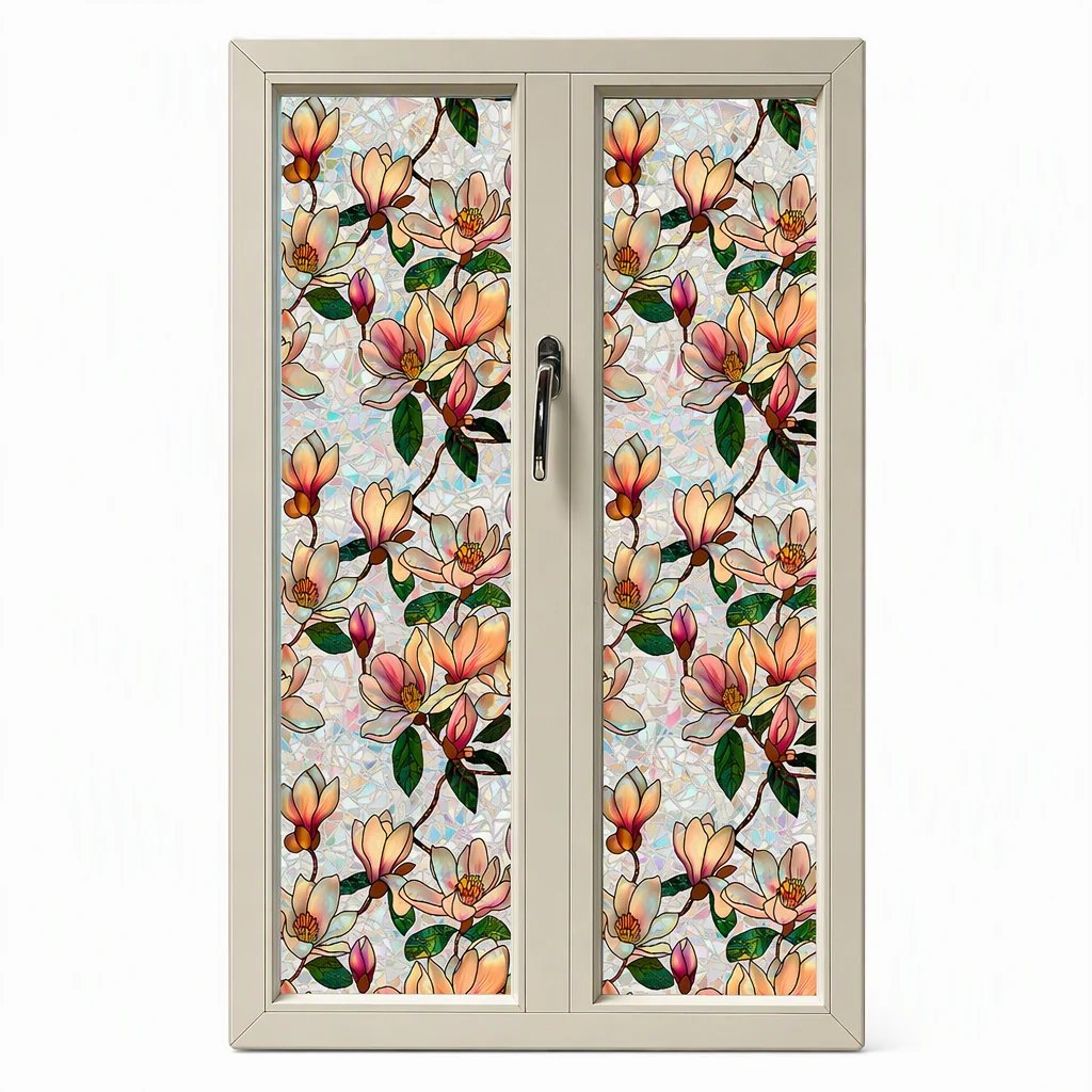 📢📢40 % RABATT !! ⏰ Elektrostatische Regenbogen-Fensterfolie mit dekorativem Blumenmuster