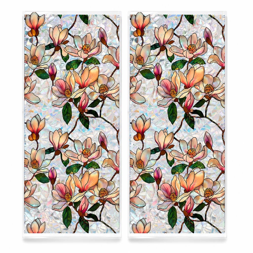 📢📢40 % RABATT !! ⏰ Elektrostatische Regenbogen-Fensterfolie mit dekorativem Blumenmuster