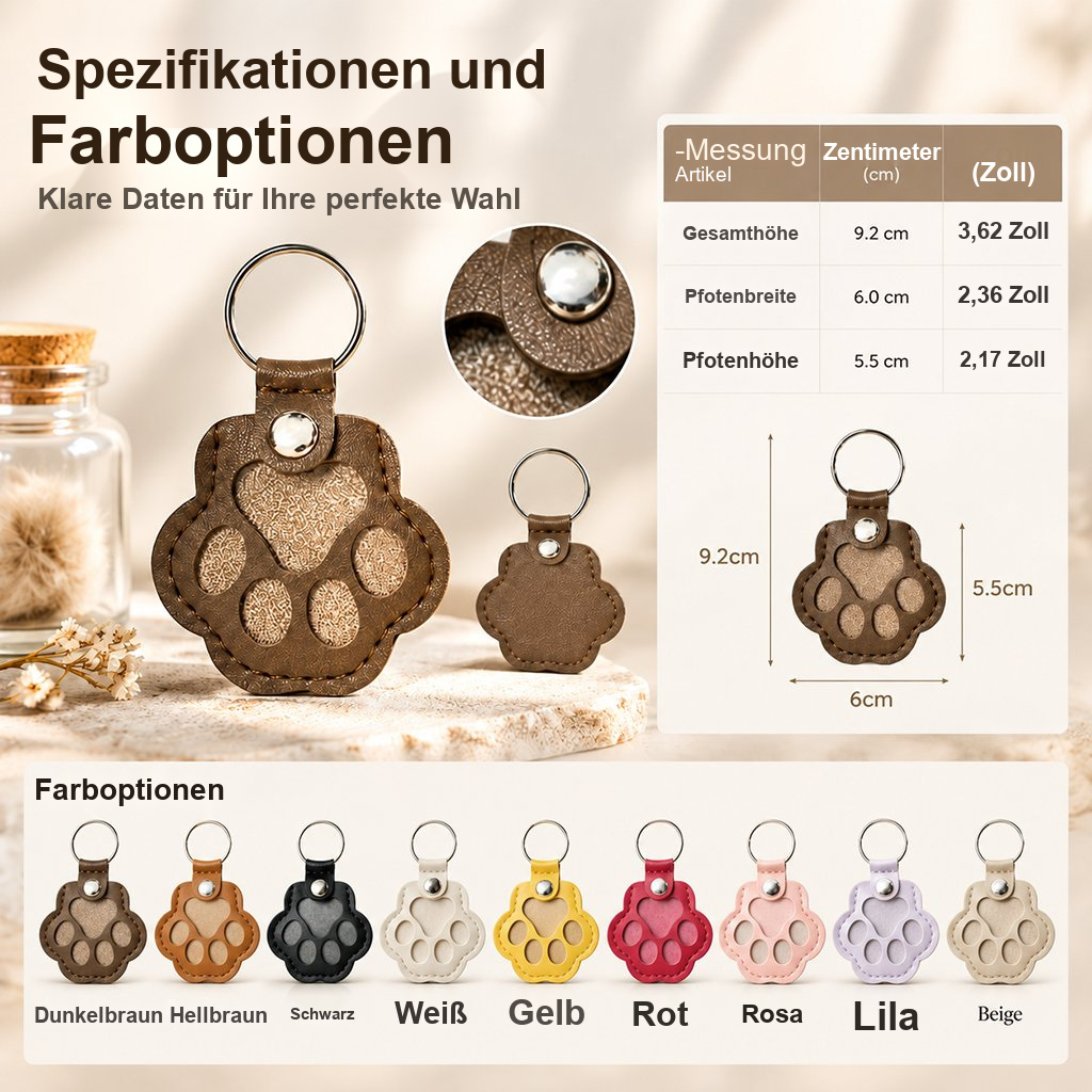 Pfotenförmiger Erinnerungs-Schlüsselanhänger aus Leder zur Aufbewahrung von Tierfell