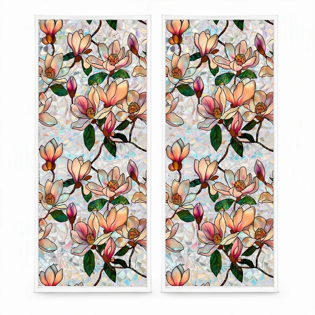 📢📢40 % RABATT !! ⏰ Elektrostatische Regenbogen-Fensterfolie mit dekorativem Blumenmuster