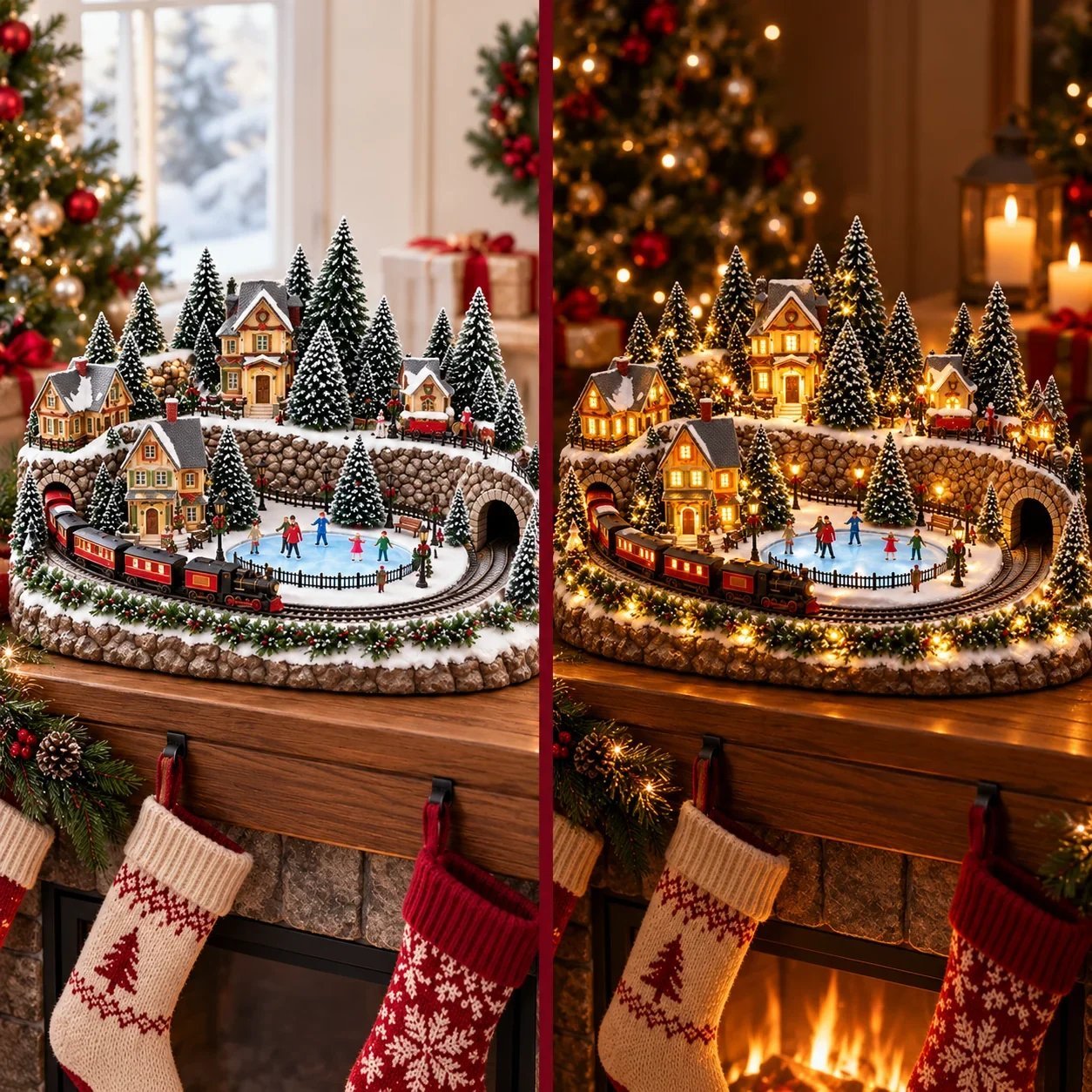 🔥 Animierte Weihnachtsszene mit Zug und Eisbahn ✨