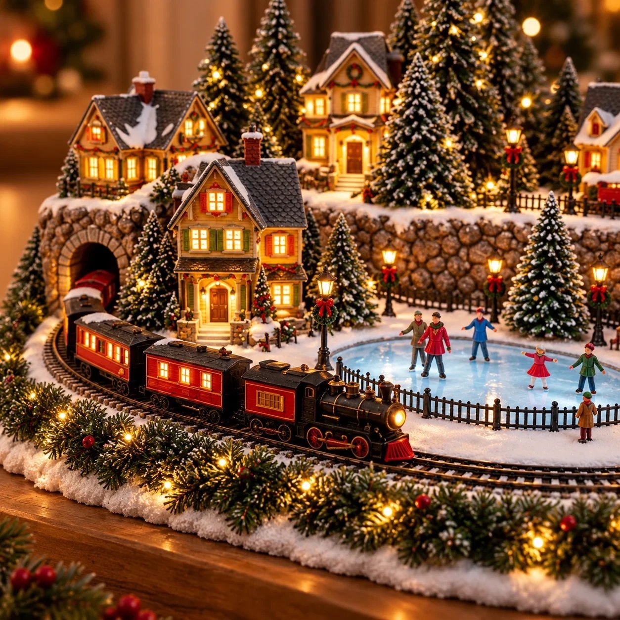 🔥 Animierte Weihnachtsszene mit Zug und Eisbahn ✨
