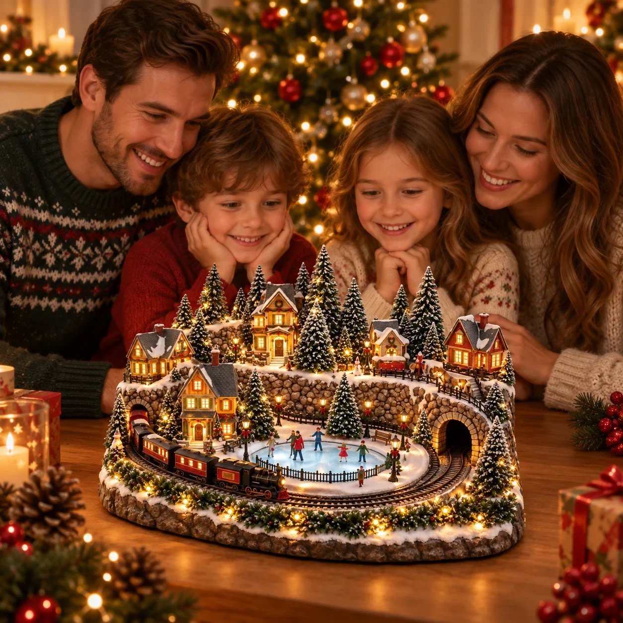 🔥 Animierte Weihnachtsszene mit Zug und Eisbahn ✨