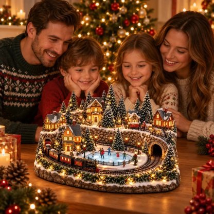 🔥 Animierte Weihnachtsszene mit Zug und Eisbahn ✨
