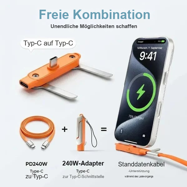 240-W-Schnellladekabel mit abnehmbarem Ständer