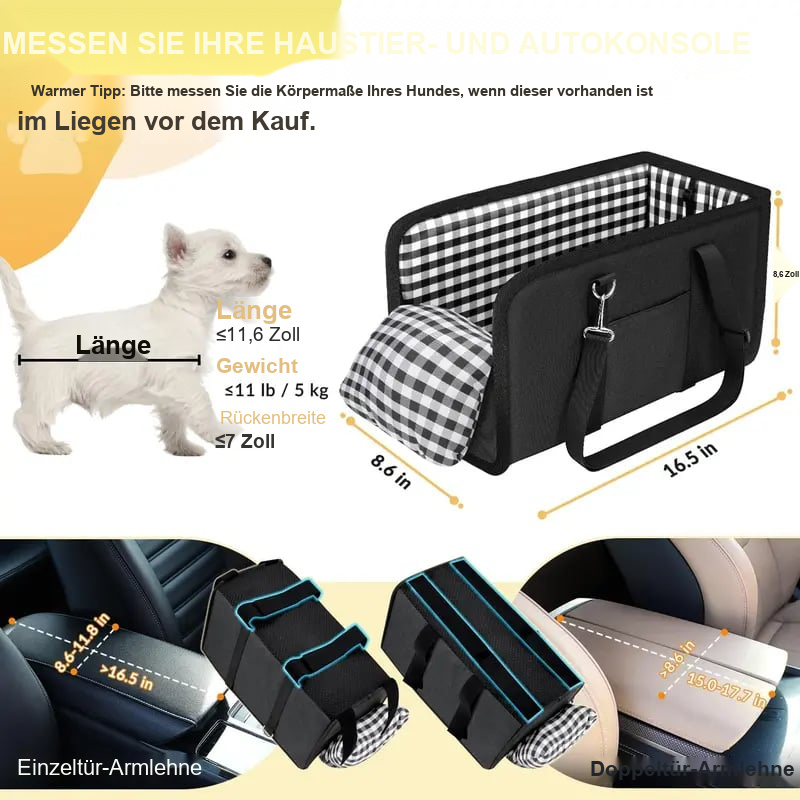 🐶🐱 Hundesitz für die Mittelkonsole im Auto – Erhöhter Sitz für kleine Haustiere zur Linderung von Unruhe