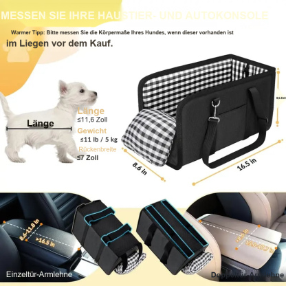 🐶🐱 Hundesitz für die Mittelkonsole im Auto – Erhöhter Sitz für kleine Haustiere zur Linderung von Unruhe