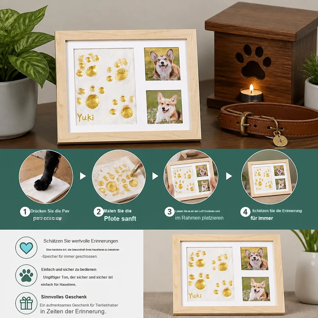 DIY-Erinnerungsrahmen für Pfotenabdrücke – Pfotenabdruck und Fotopräsentation