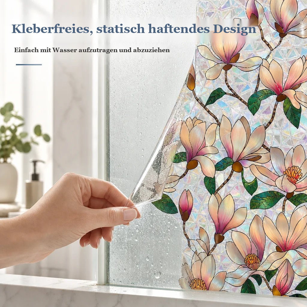 📢📢40 % RABATT !! ⏰ Elektrostatische Regenbogen-Fensterfolie mit dekorativem Blumenmuster