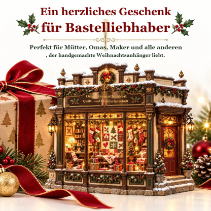 🧵 Omas gemütlicher Quiltladen – DIY-Bausatz 🎄 | Beleuchtete Weihnachtsminiatur | Gestalte deine eigene Weihnachtstradition