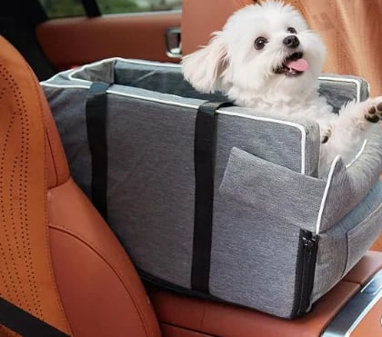 🐶🐱 Hundesitz für die Mittelkonsole im Auto – Erhöhter Sitz für kleine Haustiere zur Linderung von Unruhe