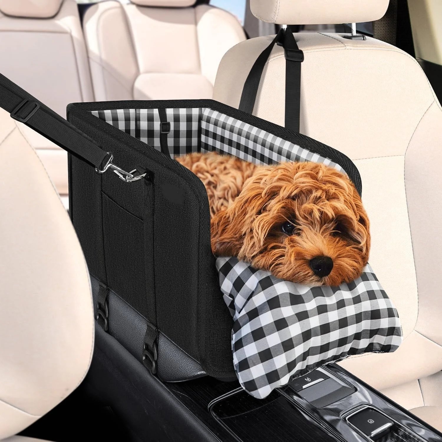 🐶🐱 Hundesitz für die Mittelkonsole im Auto – Erhöhter Sitz für kleine Haustiere zur Linderung von Unruhe