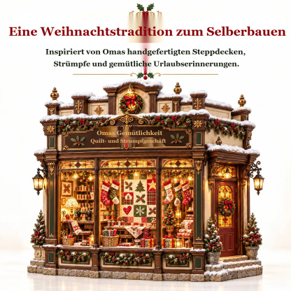 🧵 Omas gemütlicher Quiltladen – DIY-Bausatz 🎄 | Beleuchtete Weihnachtsminiatur | Gestalte deine eigene Weihnachtstradition